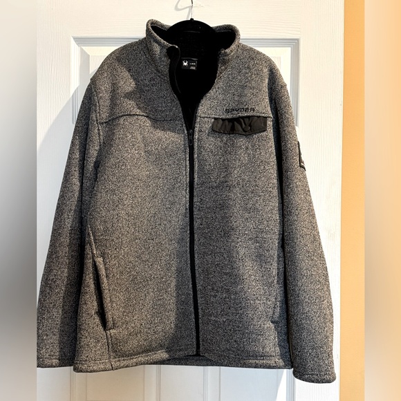 Spyder Men Black and White Knit Jacket size large - Picture 1 of 7